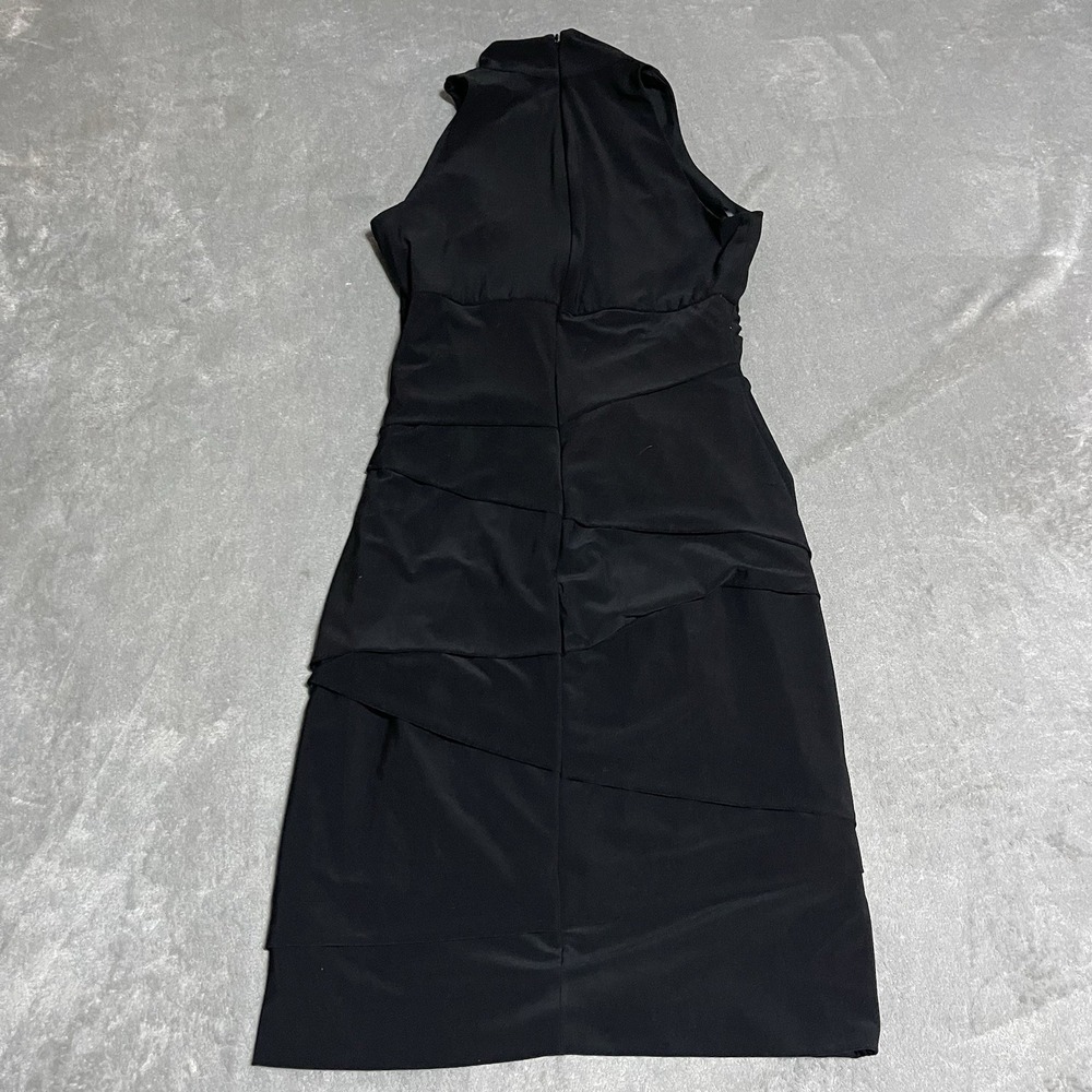 White House Black Market Dress Womens 4 Black Sleeveless Tiered Sheath Slimming - Picture 5 of 5